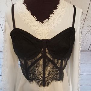 Kara and Kate lace mesh corset top bralet black size Small